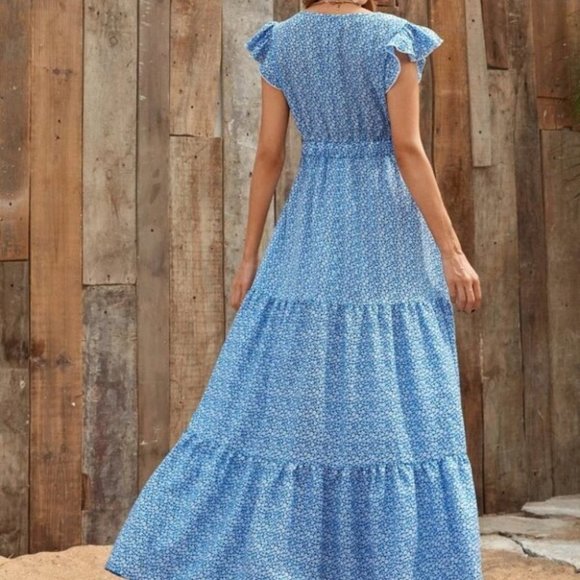 Ditsy Print Ruffle Hem Maxi Dress - Picture 6 of 7